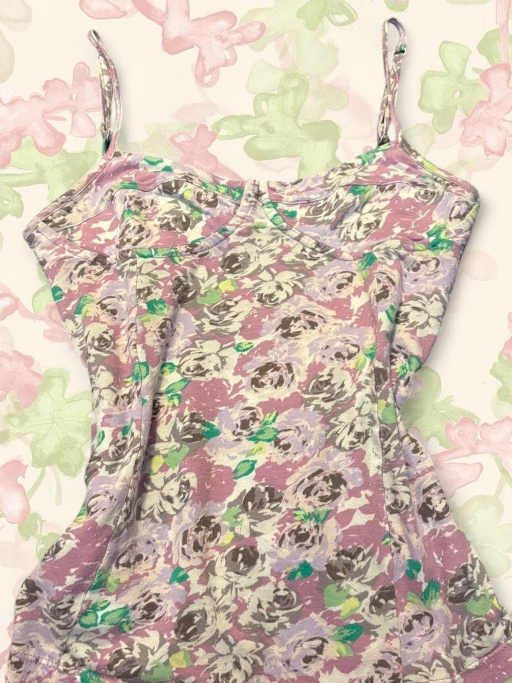 Cute vintage C&S floral shirt with adjustable straps and corset like top